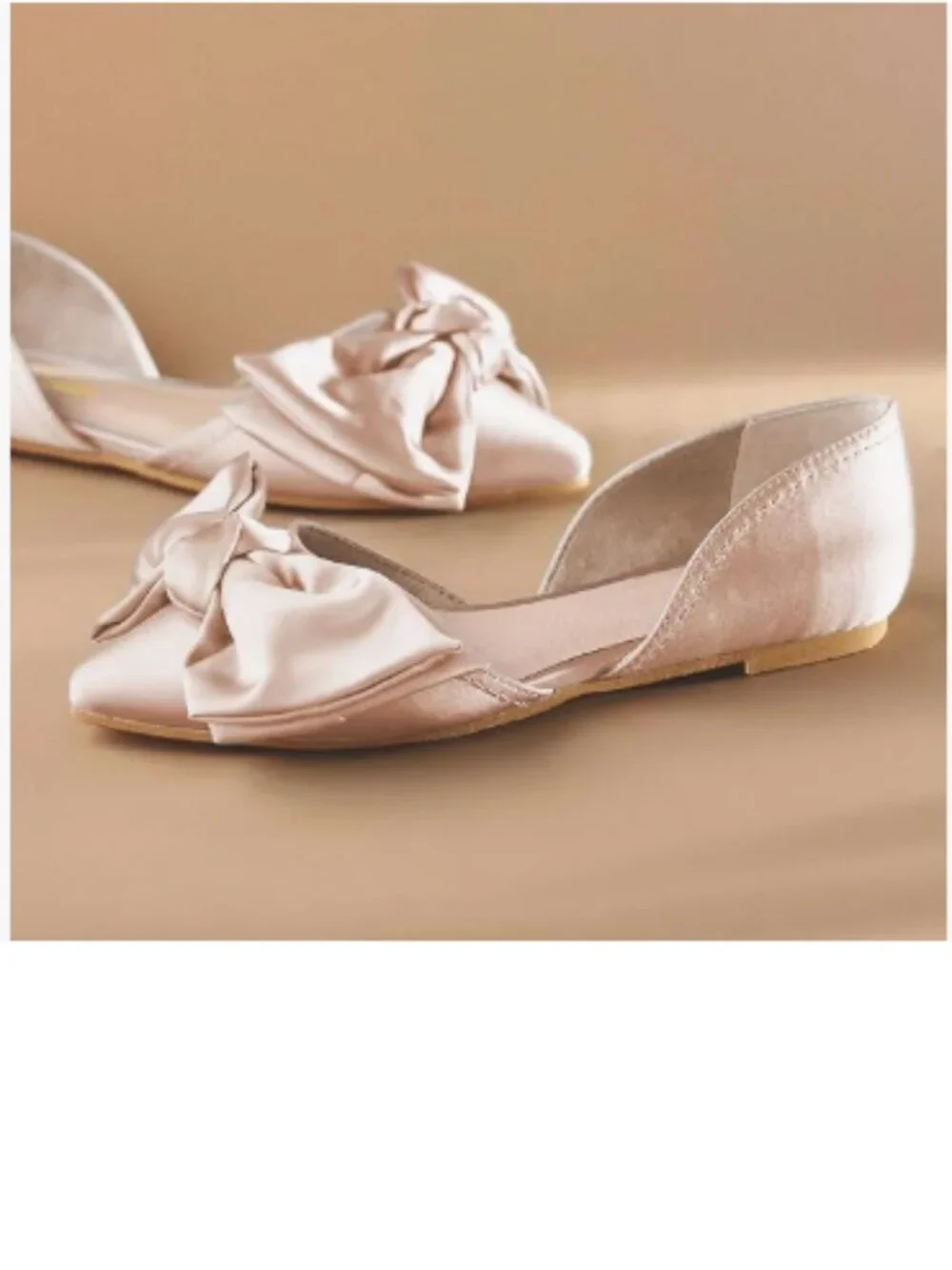 Tang'scuisins Light Pink Bowknot Closed Toe D'Orsay Flats Slip on Dance Shoes
